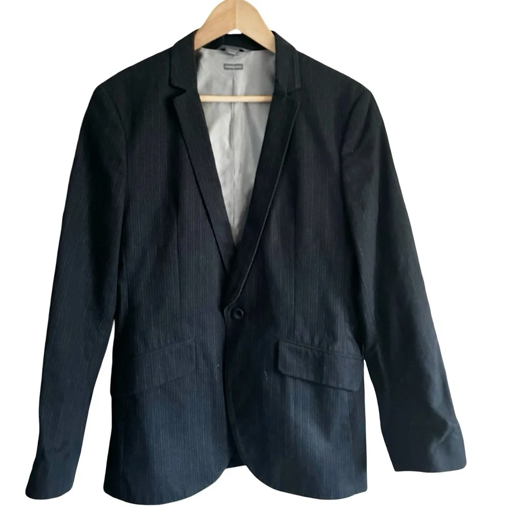 Men’s Armani Exchange A|X Gray Pinstripe European Fabric Blazer Sz 38 Short Y2K